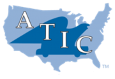 Blue logo with map of the United States with an eagle inside and the letters ATIC